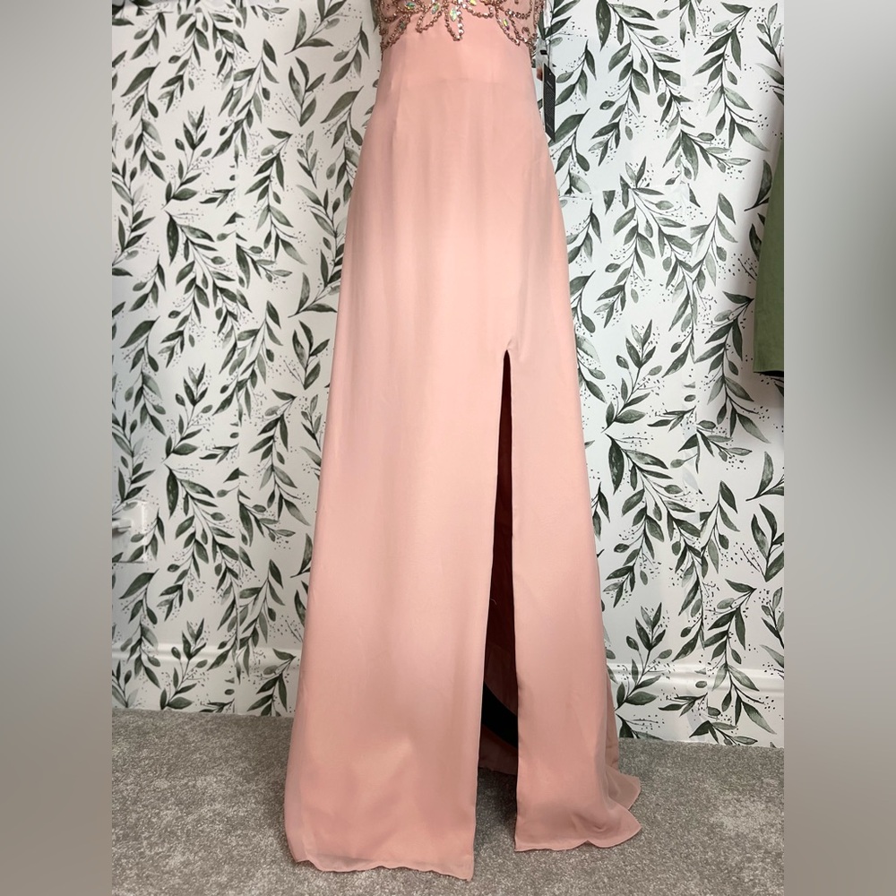 Prom Wedding Maxi Pale Pink Formal Dress Size XS (2) NWT Pageant Ball Gown #9 - Picture 3 of 11